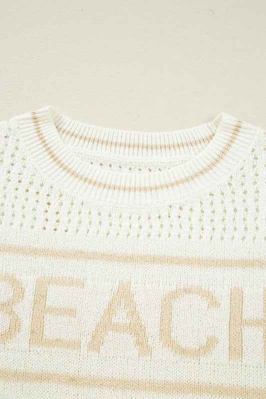 BEACH Hollow Out Knit Dolman Sleeve Sweater ccfb888d-151c-409a-a54a-fdd6be89ff08