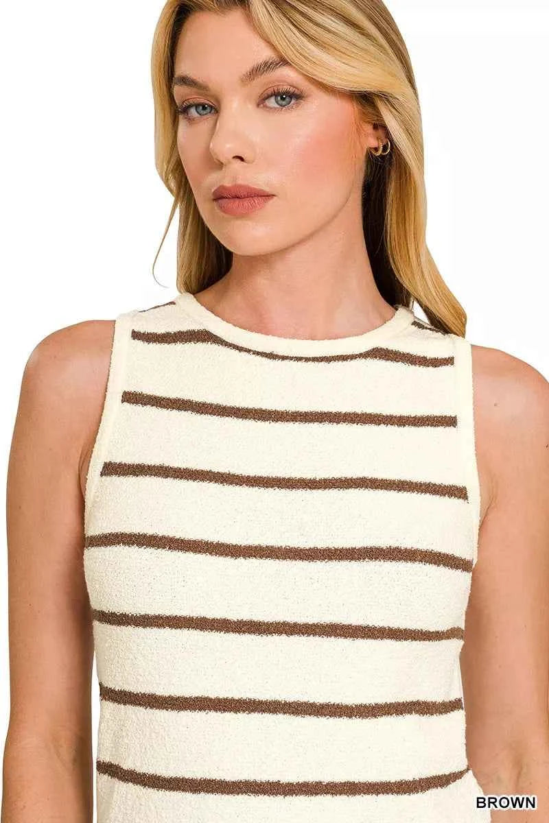 Zenana Round Neck Stripe Knit Tank Top cd0214b9e38444a58d4da0a216a0d81d-Max-Origin