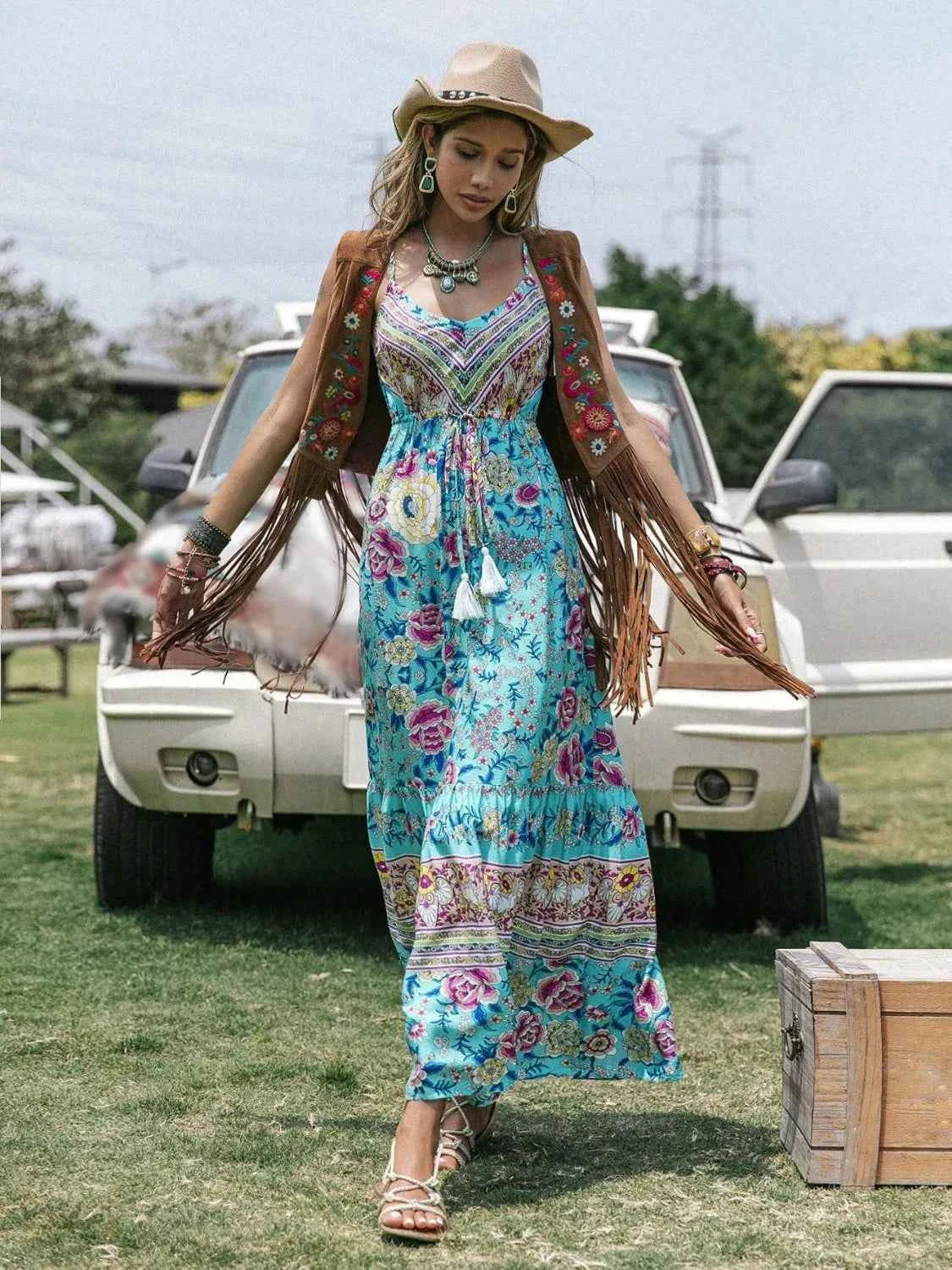 Tassel Floral Print Tiered Cami Dress cd076fc3-3b43-4172-89a9-95c1ec23db1c-Max-Origin
