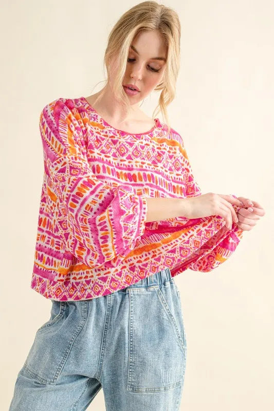 Cozy Textured Printed Casual Top - Oversized 100% Rayon cd08f4ad75db49aeaac38ba128fd4f97-Max-Origin
