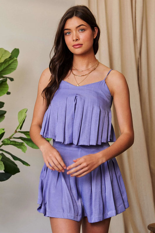 Pleated Body Elastic Back Babydoll Strappy Top cd09c108406a4c13a6441c739472694e-Max-Origin