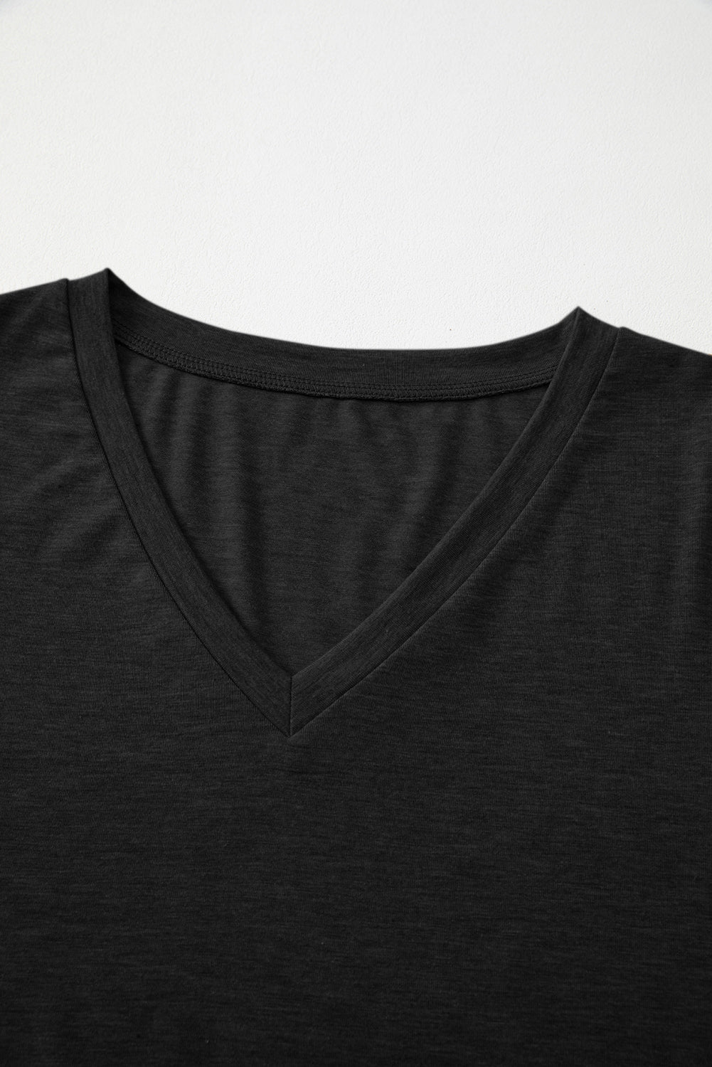 White Plain V Neck Long Sleeve Top cd0f5b76fb988241