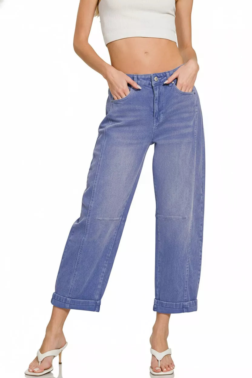 Zenana High Rise Barrel-Leg Cropped Jeans cd140c04-7a15-407c-9f26-333c62bc1702-Max-Origin