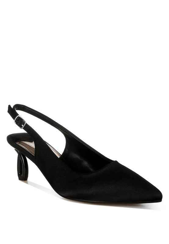 Vinca Satin Pointed Toe Slingbacks cd328b81-acc7-4d13-8f5c-f5a67a70fa1b