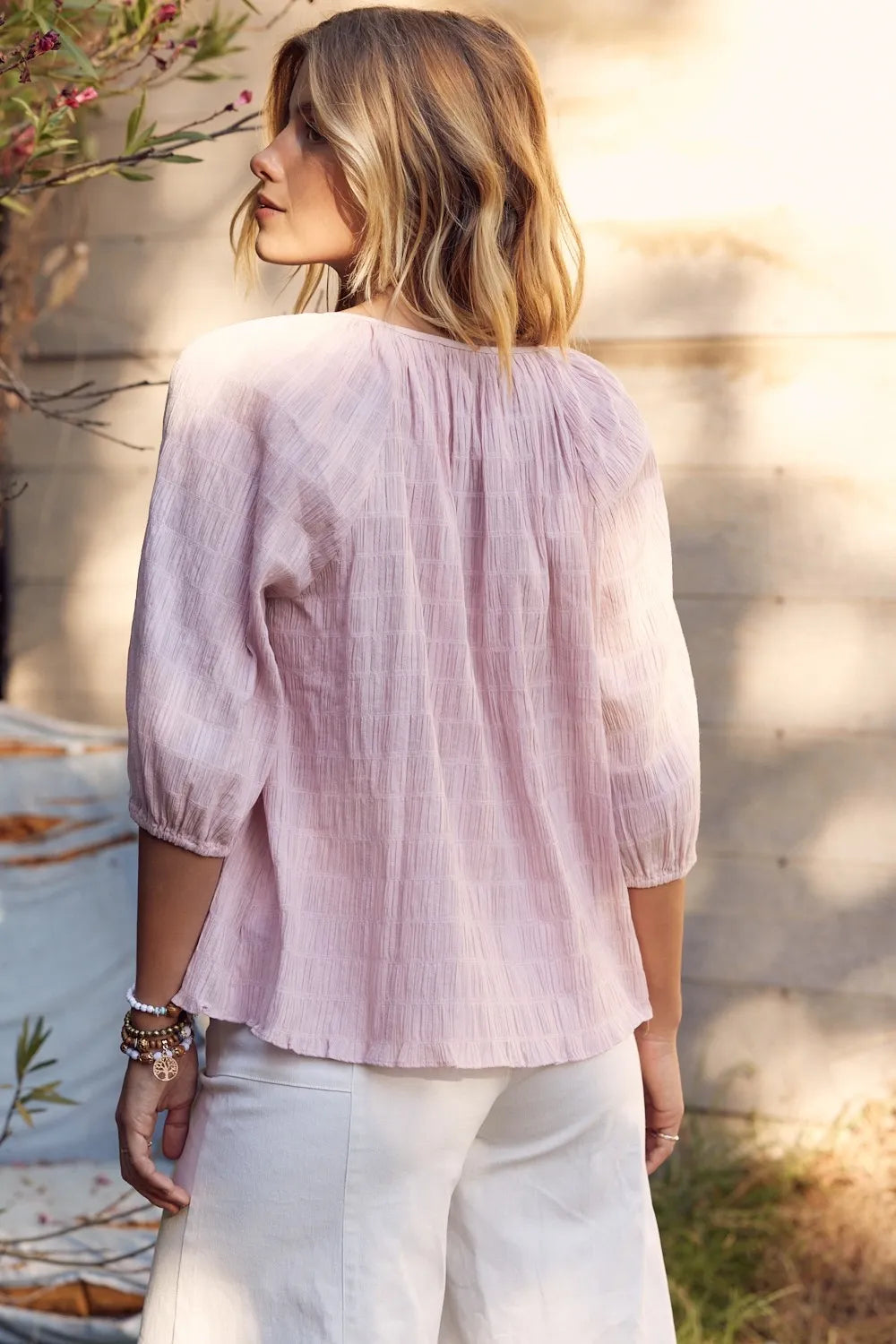 In February Textured Tie Neck Blouse cd3380df-ca31-48fa-a31a-5e1298c55d54-Max