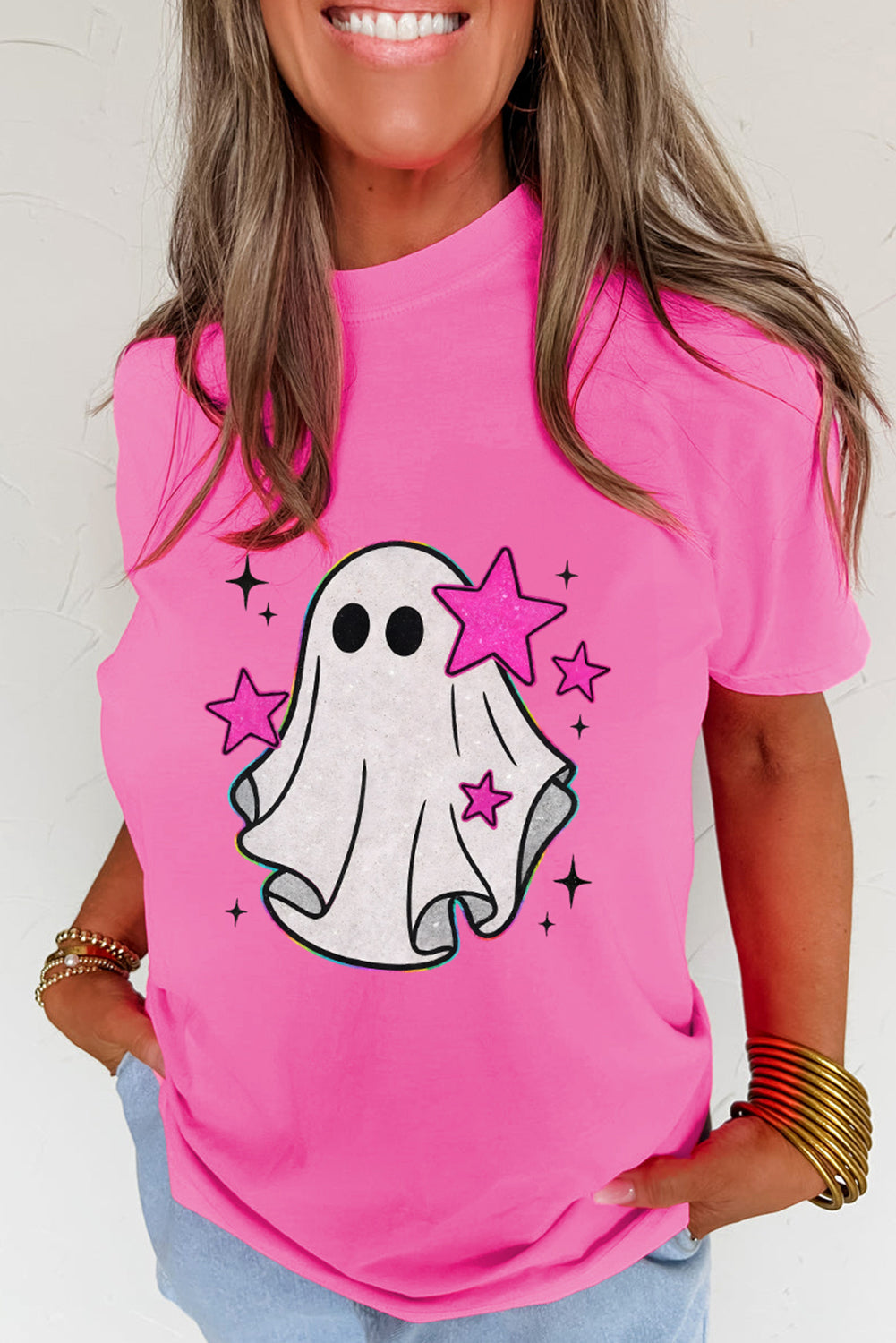 Sachet Pink Ghost Heat Transfer Printing Halloween T Shirt cd391b143b304f1a