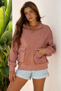 Mabel Half Zipper Baggy Sweatshirt Camel cd3ad546-fc35-4e89-842a-d3c36784160b