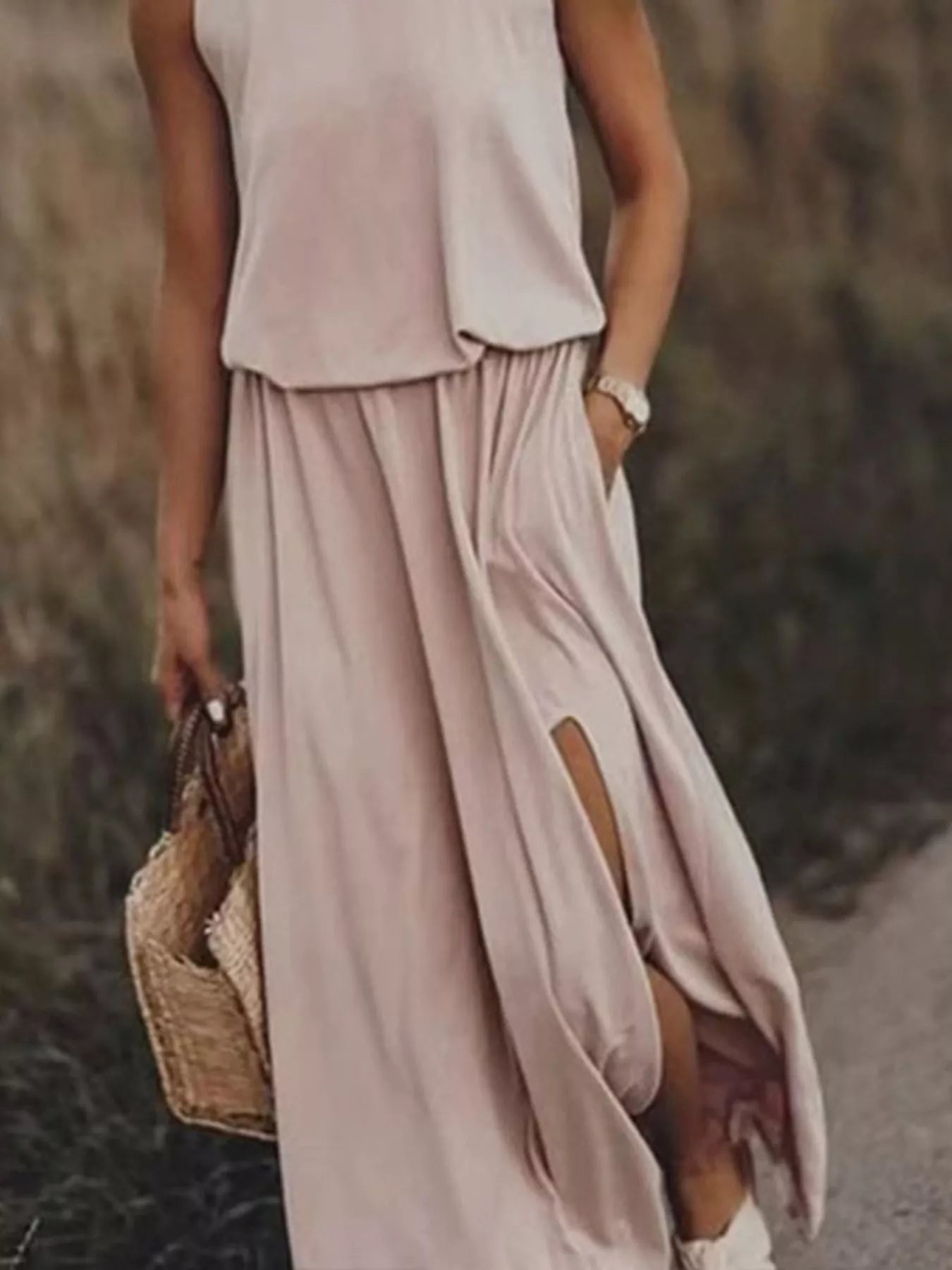 Full Size Round Neck Sleeveless Slit Maxi Dress Plus Size cd4f110e-0fab-4f9e-991c-8d4a854ab13b-Max-Origin