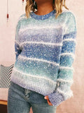 Gradient Striped Round Neck Sweater Blue One Size cd599047d6df4204a6ab55b8660ebe94-Max-Origin