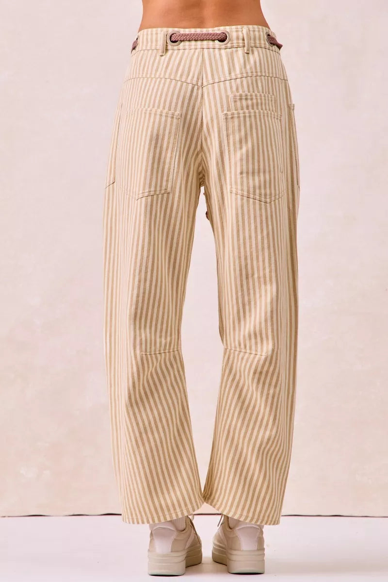 BiBi Drawstring Striped Twill Barrel Pants cd5f8a76e2c946b6bf2120927b344a34-Max-Origin