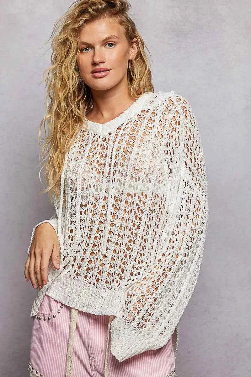 POL Openwork Round Neck High Low Knit Top OFF WHITE cd6370e6-378c-4fad-86c4-b61d97a5c365-Max-Origin