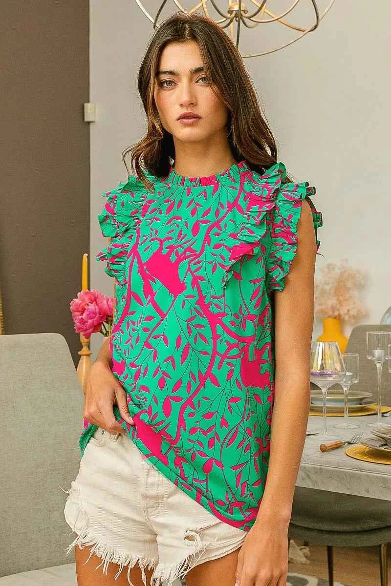 BiBi Leopard Leaves Print Woven Top cd65b9d601844e8f870b15151cf34938-Max-Origin
