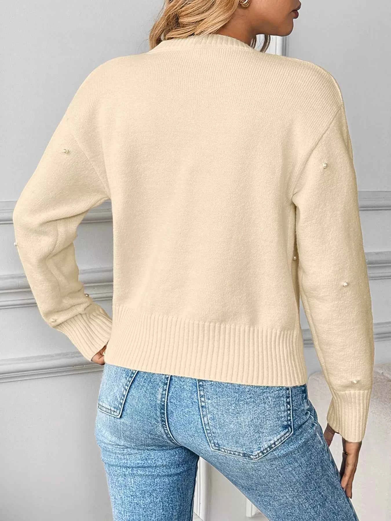 Pearl Embellished Button-Up Cardigan cd684eda1c75474a9f50974f1941b126-Max-Origin