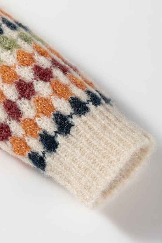 Seraxie Pattern Knit Front Sweater cd6a4c40-b6c8-4dae-861b-cb95b5477791