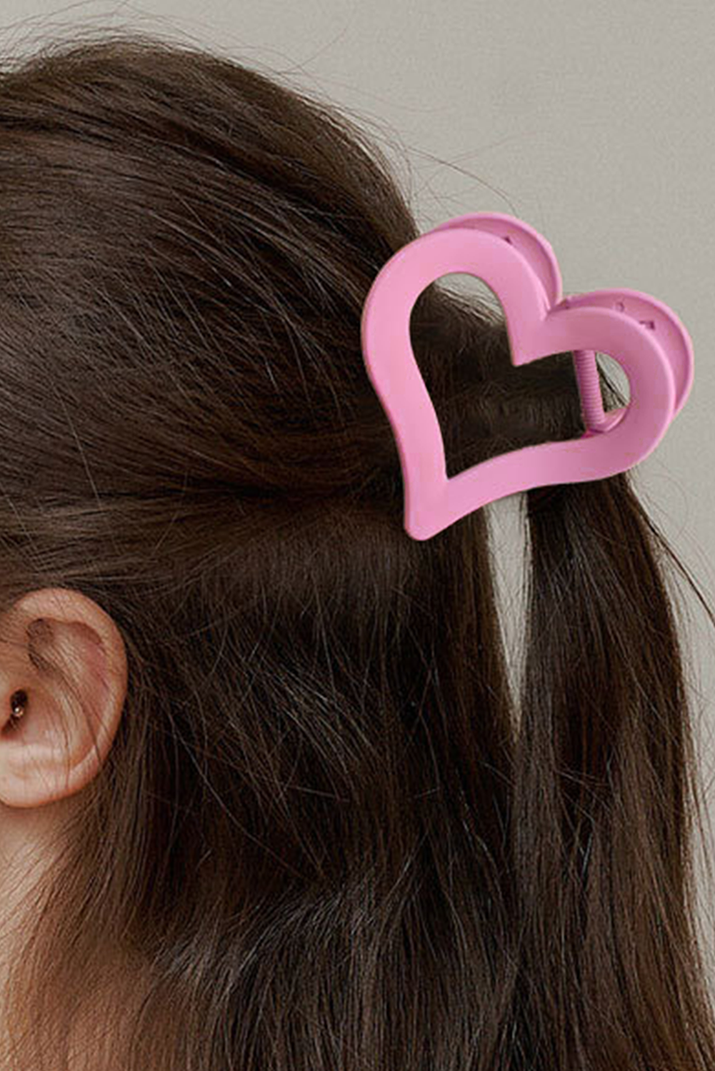 Light Pink Simple Frosted Heart Shaped Hair Claw Clip cd6c405b6b1166ec