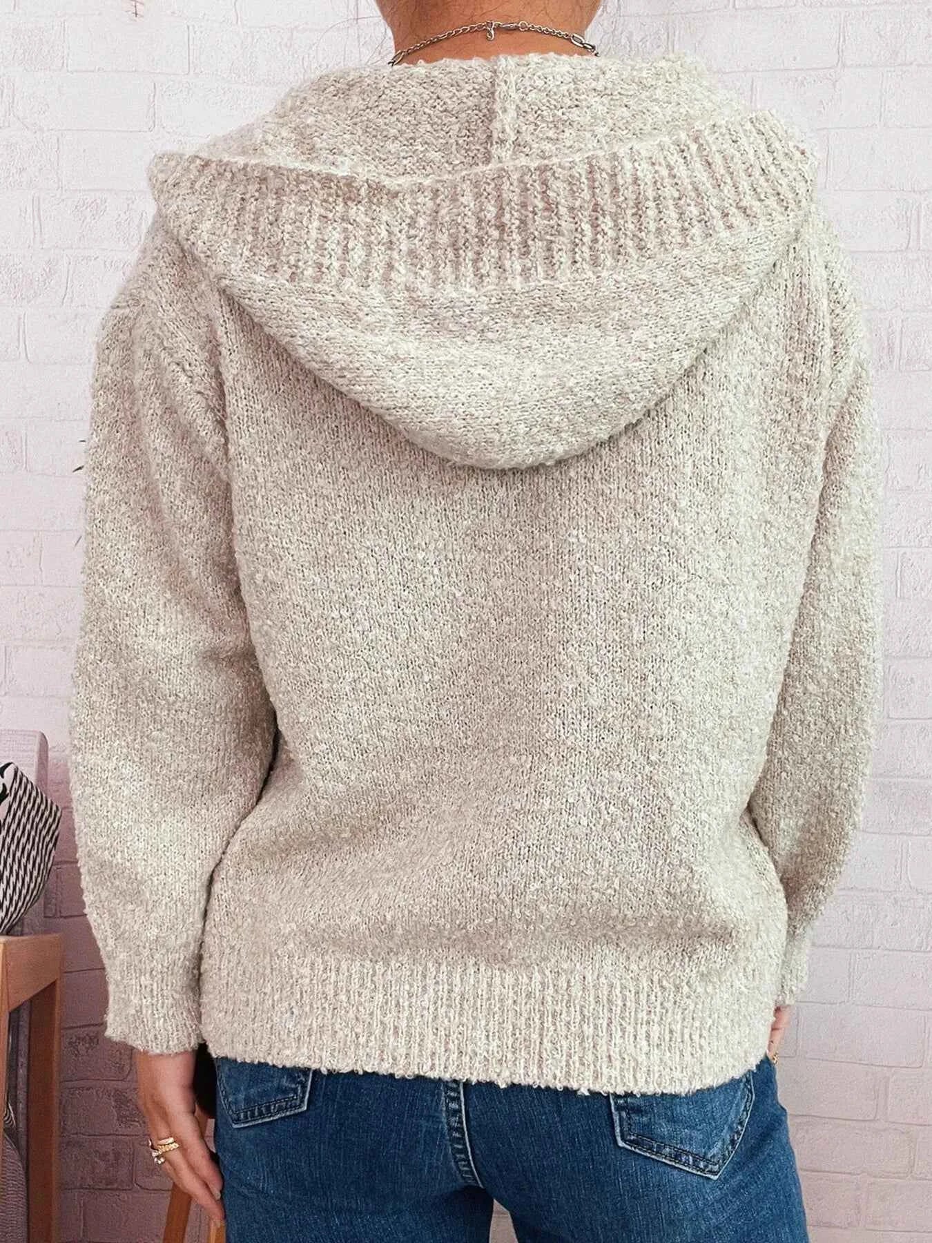 Cozy Button-Up Hooded Cardigan