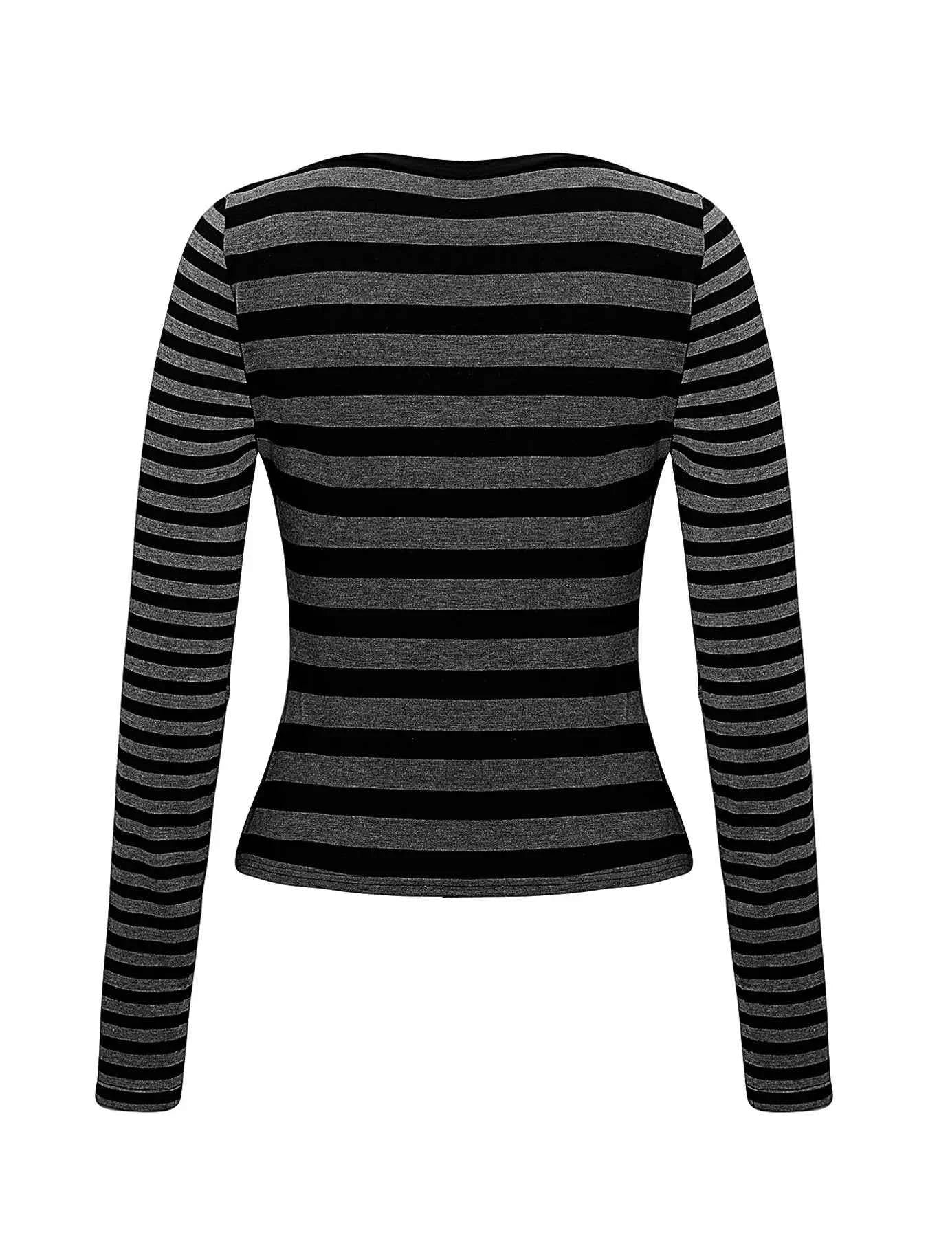 Striped Long Sleeve Contrast  T-Shirt