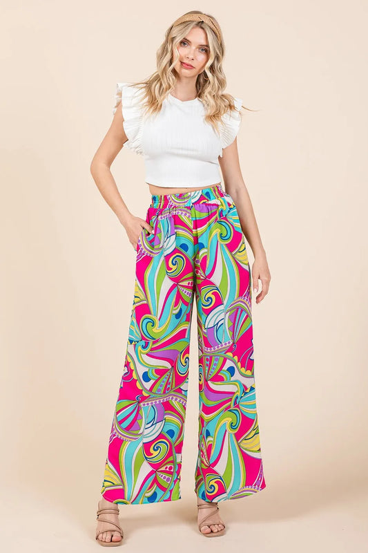 Abstract Print Elastic Waist Wide Leg Pants cd8b0d134d734841a37bafceaf7d4847-Max-Origin