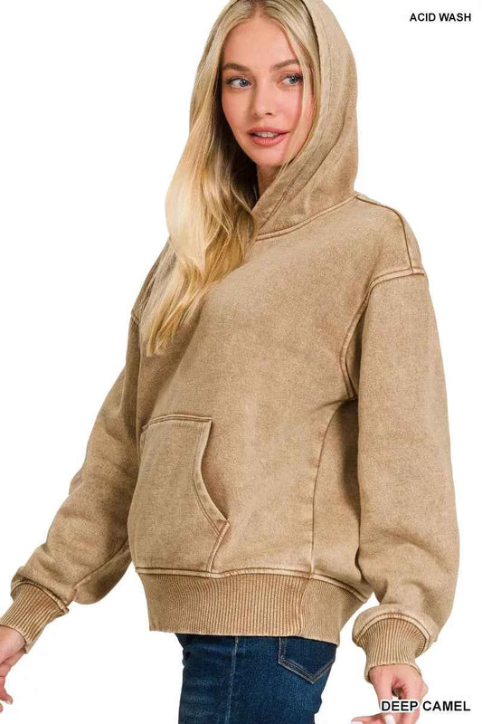 Fleece Acid Wash Kangaroo Pocket Hoodie cd8e10e9-15ac-4766-b55f-900ebbe48124-Max-Origin