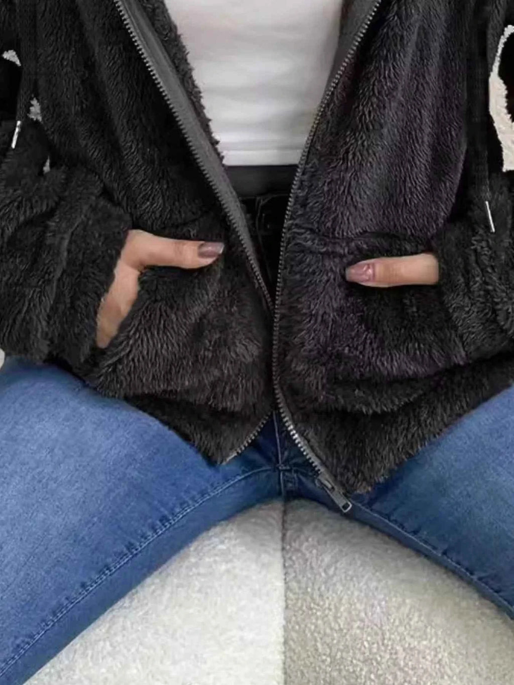 Drawstring Fleece Zip-Up Outerwear cd985eb2-10c6-4070-85db-da427492dd2d-Max-Origin