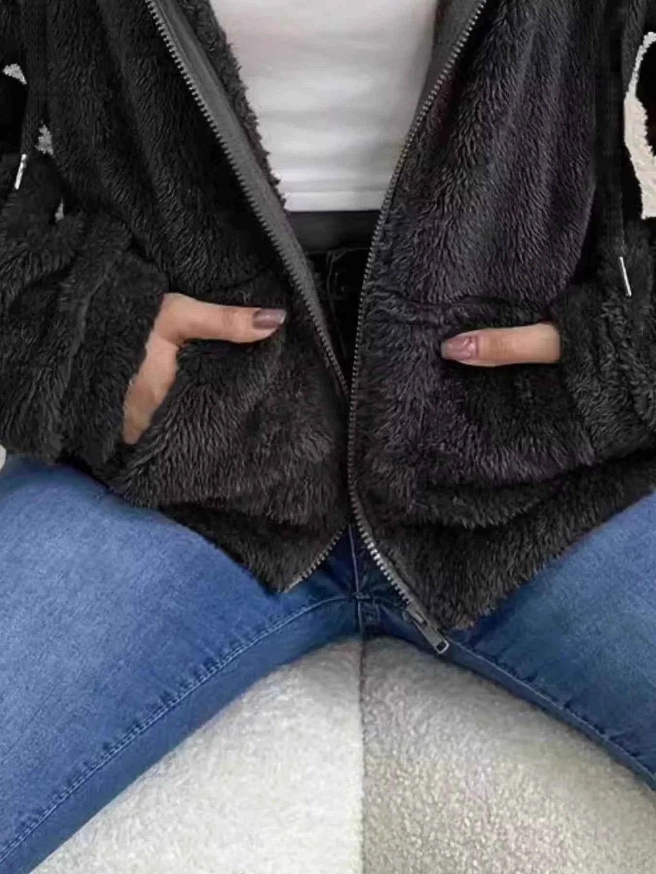 Drawstring Fleece Zip-Up Outerwear cd985eb2-10c6-4070-85db-da427492dd2d-Max-Origin