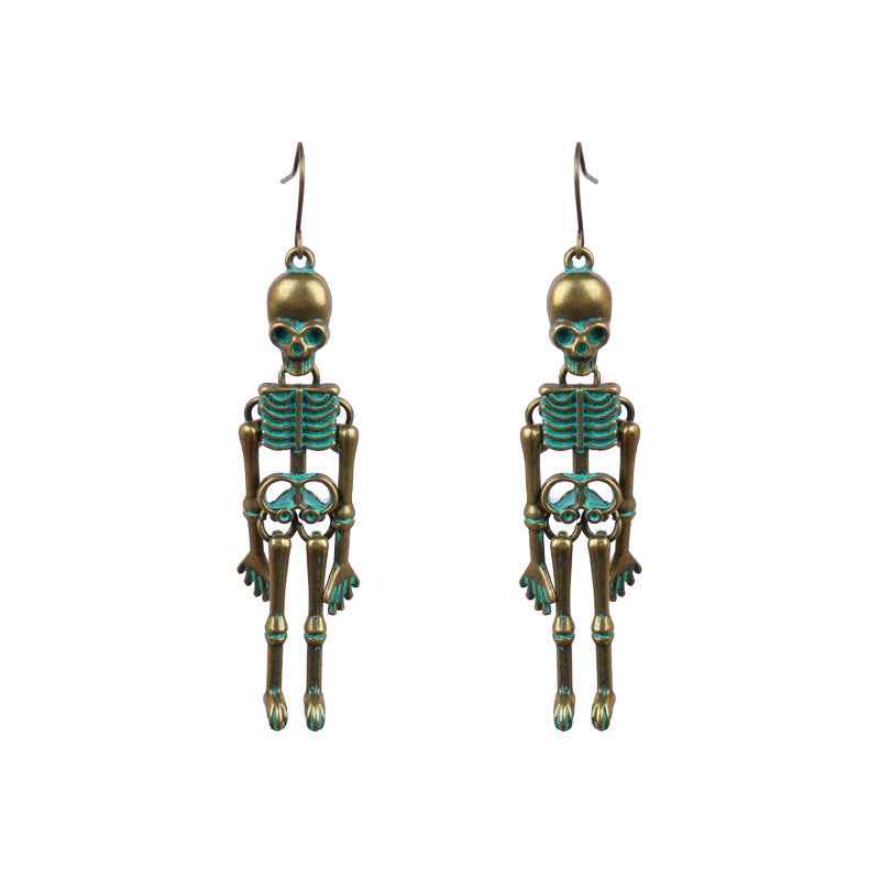 Skeleton Alloy Earrings Teal One Size cd9a531088ed4cac8e8af806bc5ff6bc-Max