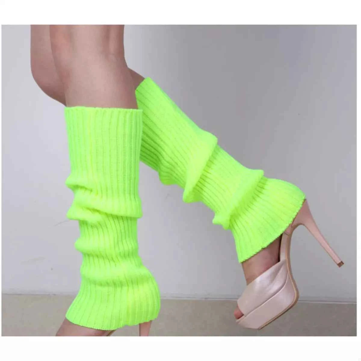 Ribbed Knit Leg Warmers Neon Green One Size cd9bace5-415f-4582-aa11-5fbf99e868e6-Max-Origin