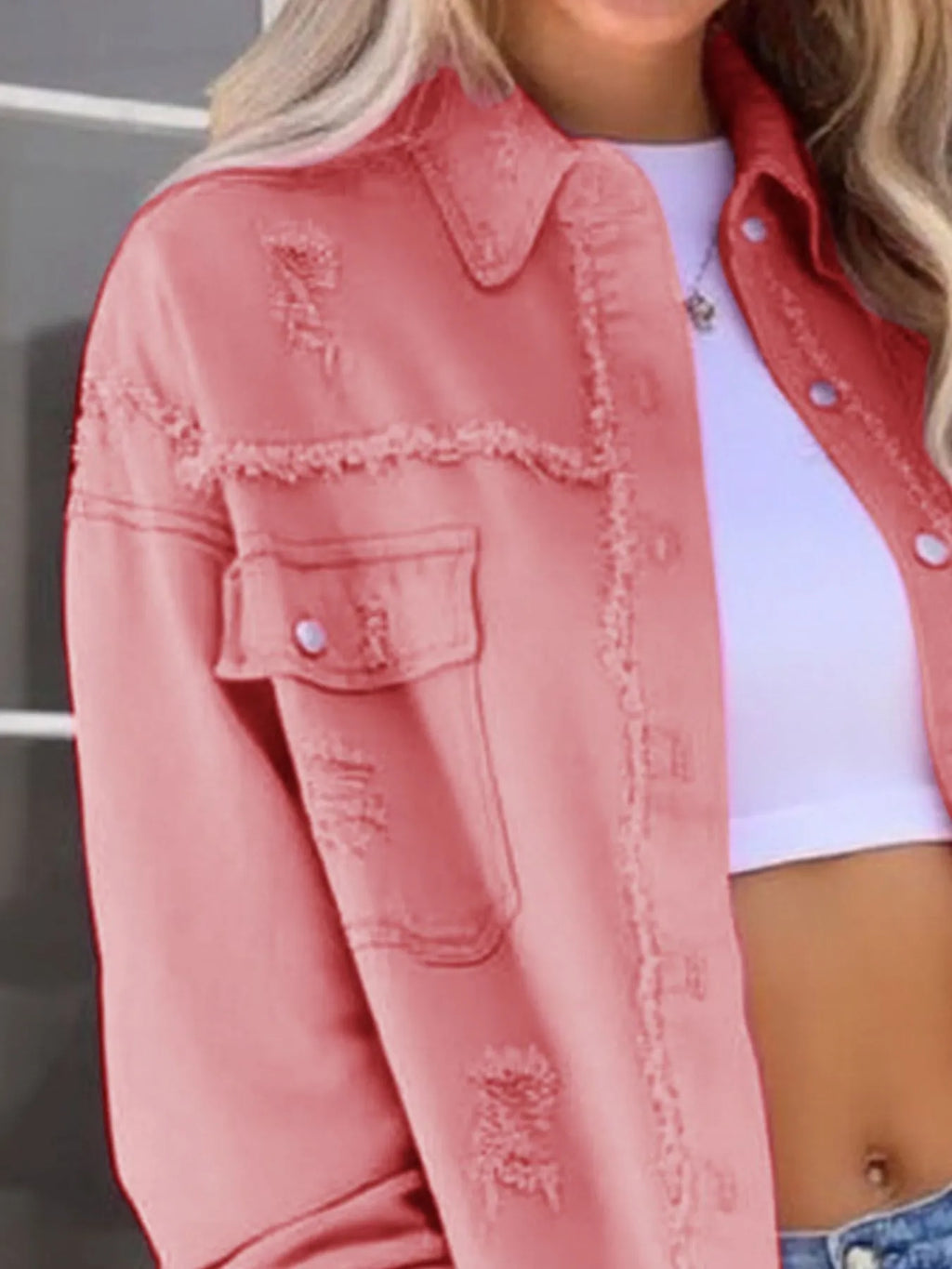 Distressed Denim Jacket with Frayed Edges cda050fd-77db-4bfe-b1ad-1ae2edcfa6a8-Max-Origin