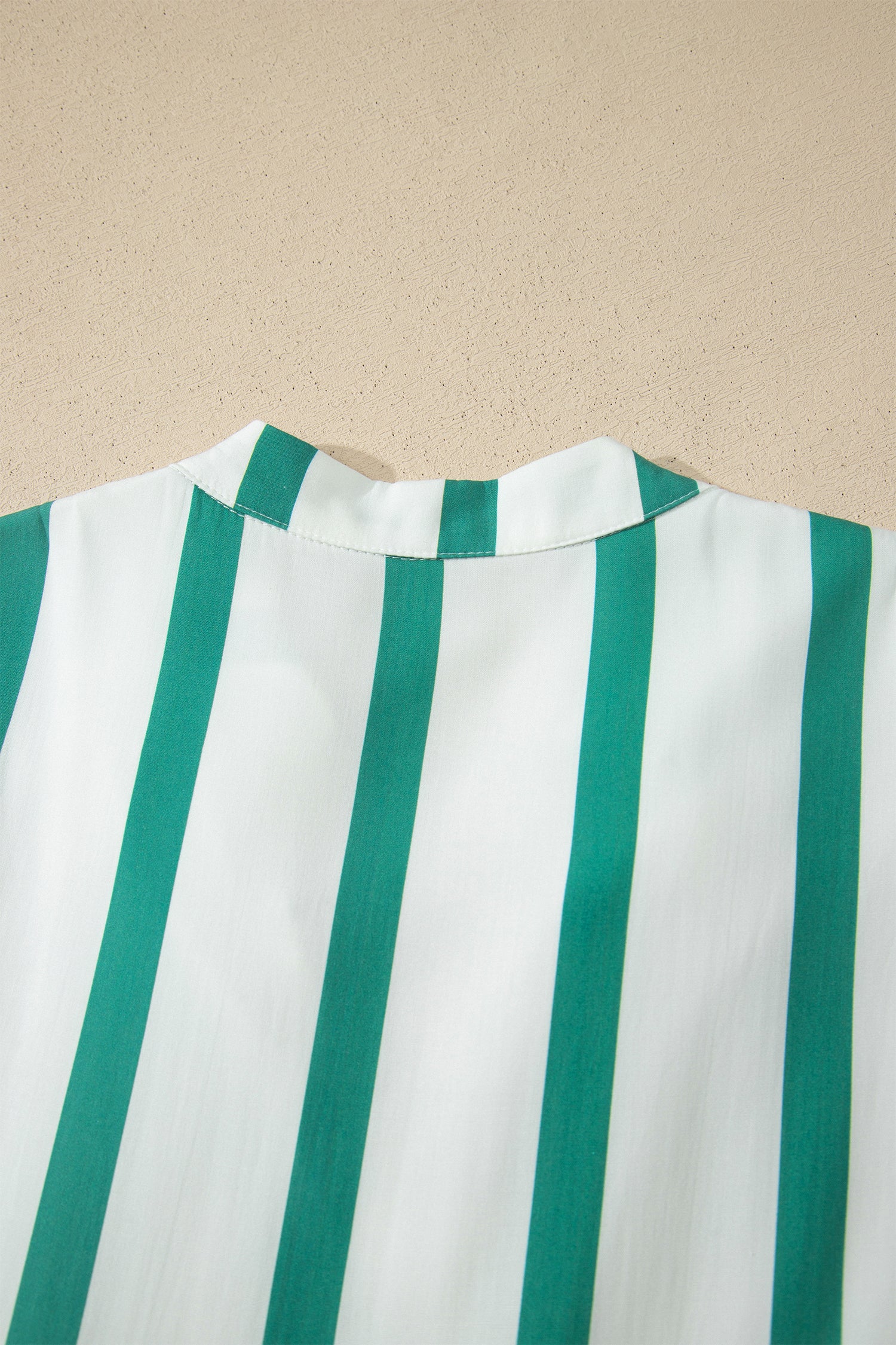 Green Stripe Ricrac Trim Notched Neck Half Sleeve Vacation Dress cdad134e8f4b864c