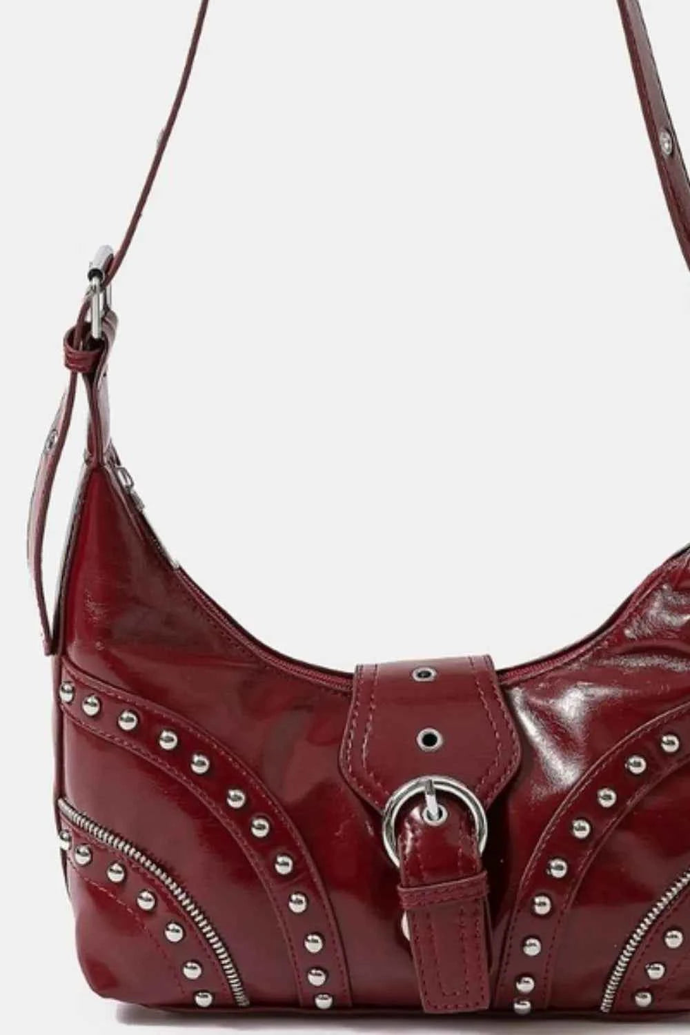Fame Faux Leather Studded Trim Shoulder Bag cdb8f4d9-cee4-4ad4-b80a-f8056da566ec-Max-Origin