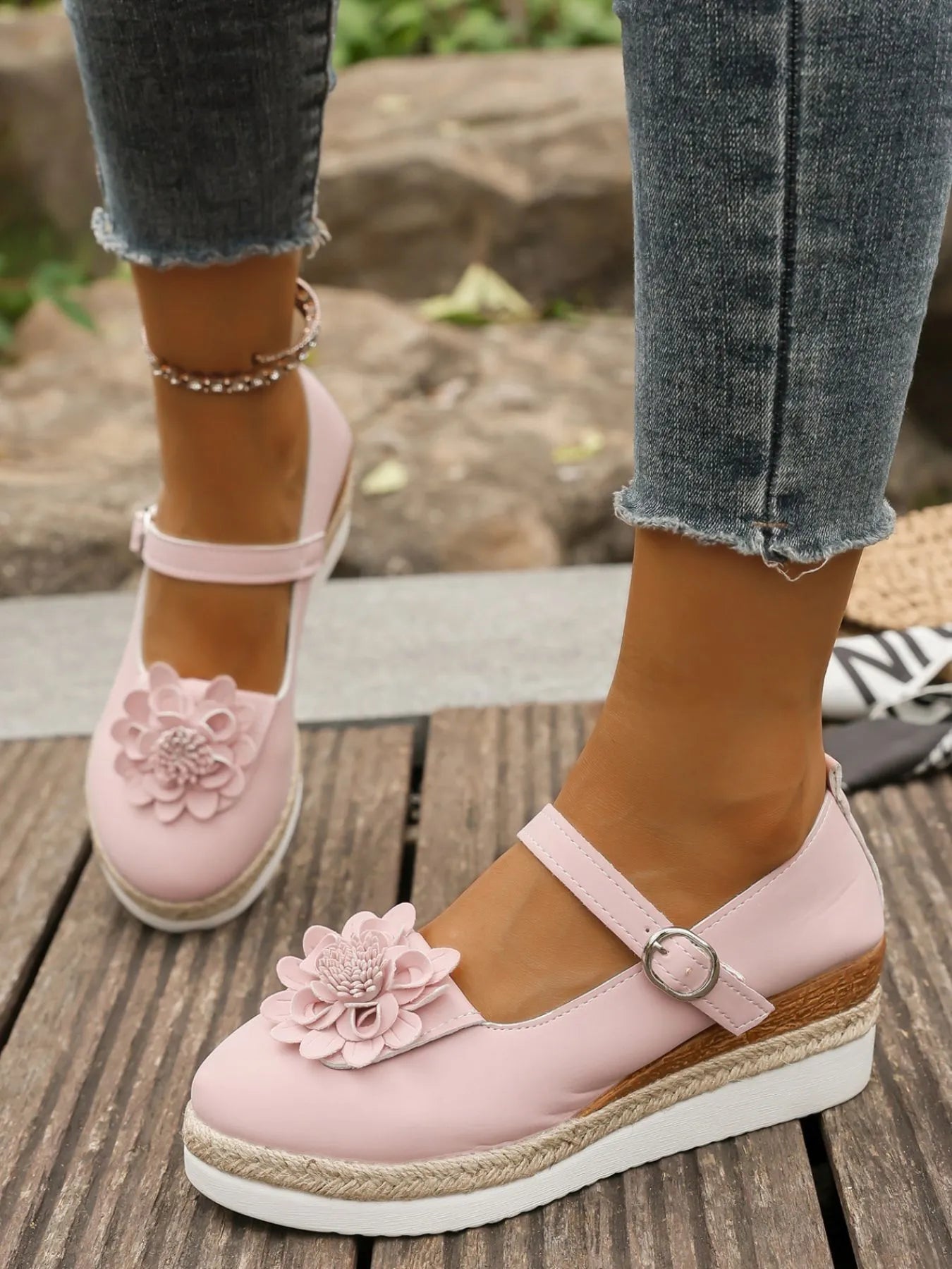 Flower Embellished Mary Jane Loafers cdb9828a-c35c-48a6-8d46-061bc074f8d8-Max-Origin