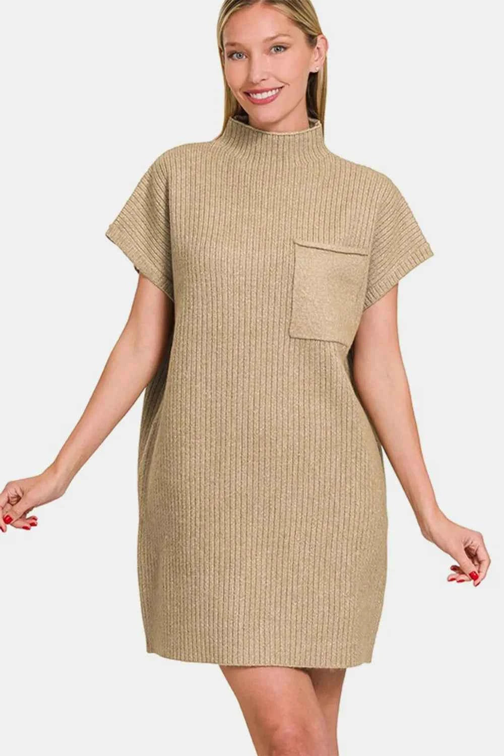 Zenana Short Sleeve Sweater Mini Dress cdba4f8e-7afd-489f-b635-c0f12b963e6a-Max