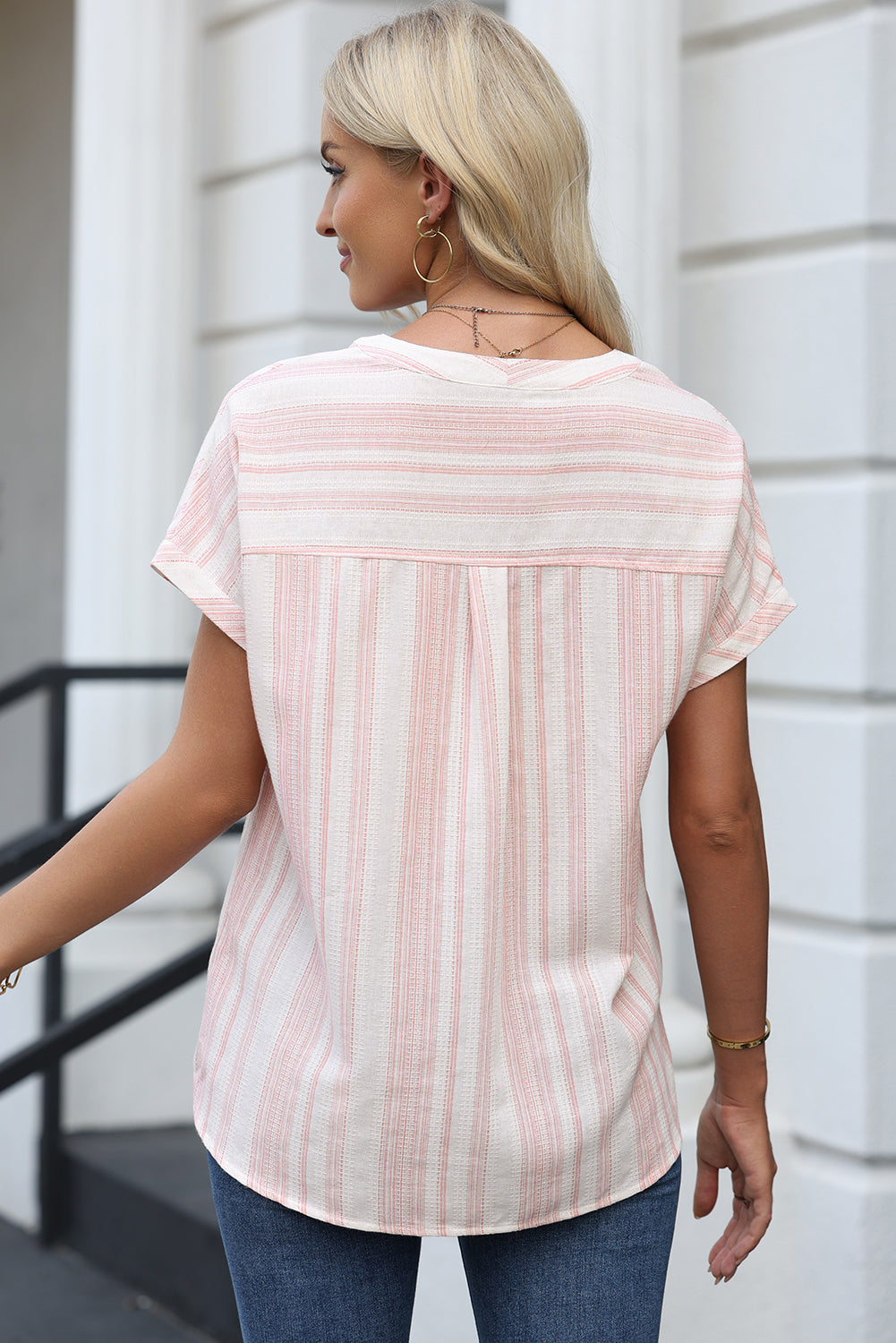 Green Breathable Gauze Half Button Short Sleeve Casual Blouse cdc1f61a310409f6