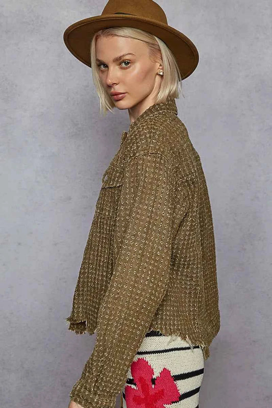Raw Hem Button Up Jacket with Chest Pockets cdc870df-9da1-468f-b7f5-a6f80e1386e4-Max-Origin
