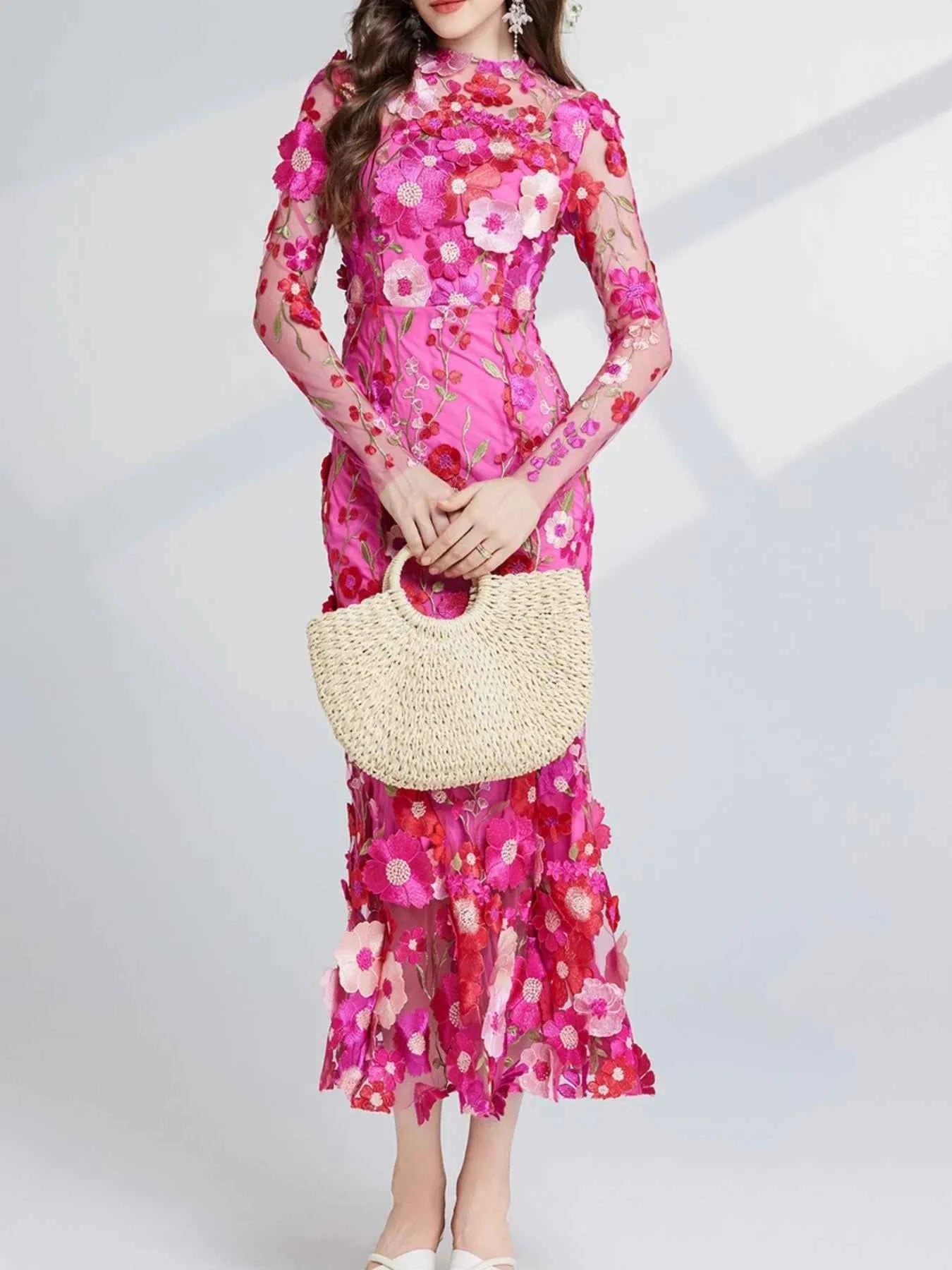 Floral Embroidered Mesh Long Sleeve Midi Dress cdd50d3c-5a5d-4777-8e11-6b32e721f1ac-Max-Origin