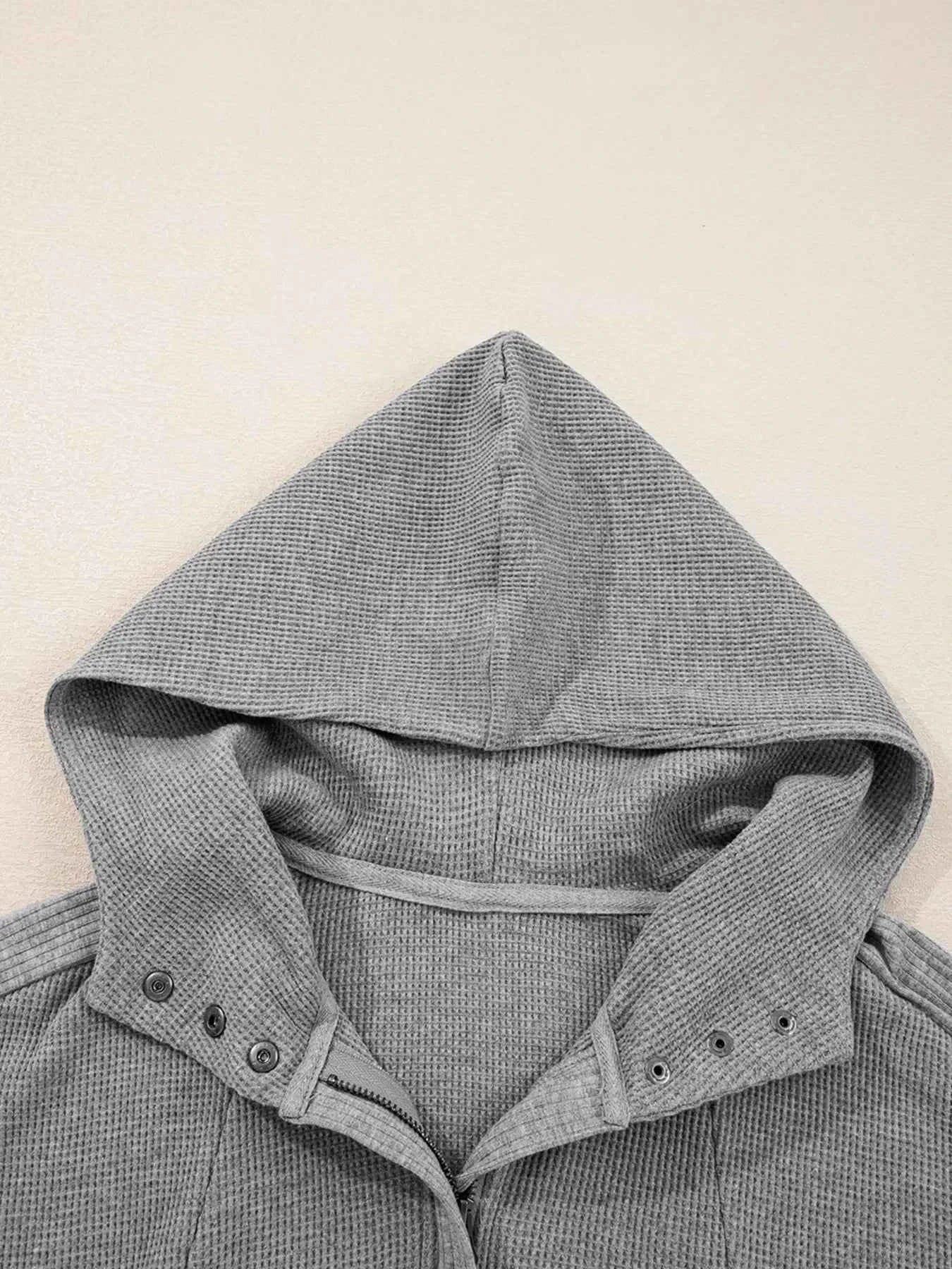 Waffle Splicing Zip Up Front Button Hooded Jacket cdd77bfd5fd64ac1972c58f753f80d14-Max-Origin