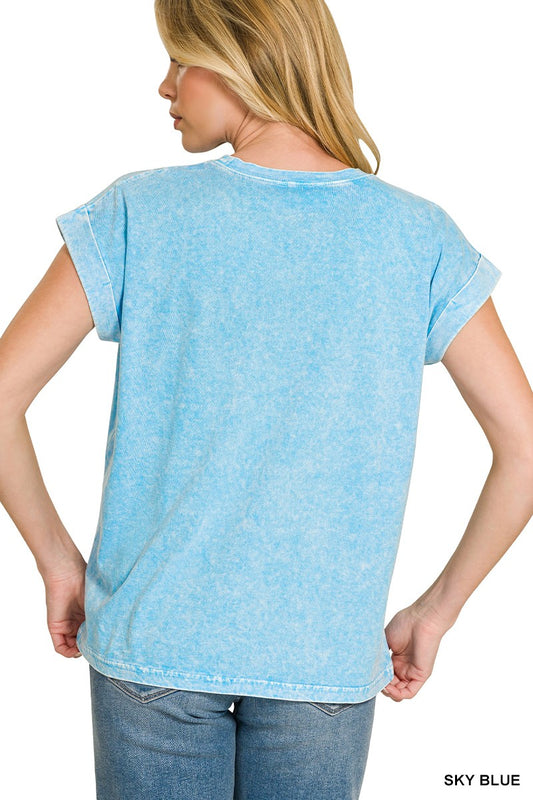 Halo Snow Washed Cuffed Short Sleeve Tee cddd8b76ab86452eac1742cbf87ca02c-Max