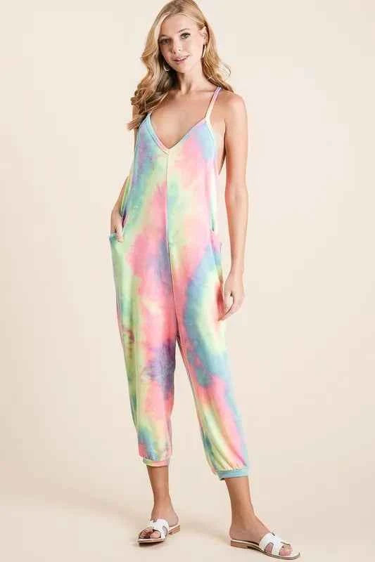 Tie Dye French Terry Mid-Length Casual Jumpsuit cde03147428e464e9084540e8b98203b-Max-Origin