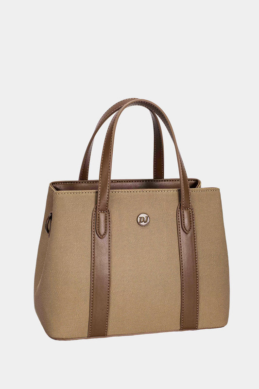 David Jones Canvas Handbag with Leather Trim COCOA BROWN One Size cde2152a-a243-4db5-b99f-05c56709c403-Max-Origin