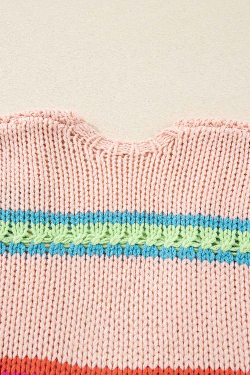Multicolour Open Front Striped Colorblock Knit Oversize Cardigan cde9b7c87fe85b81