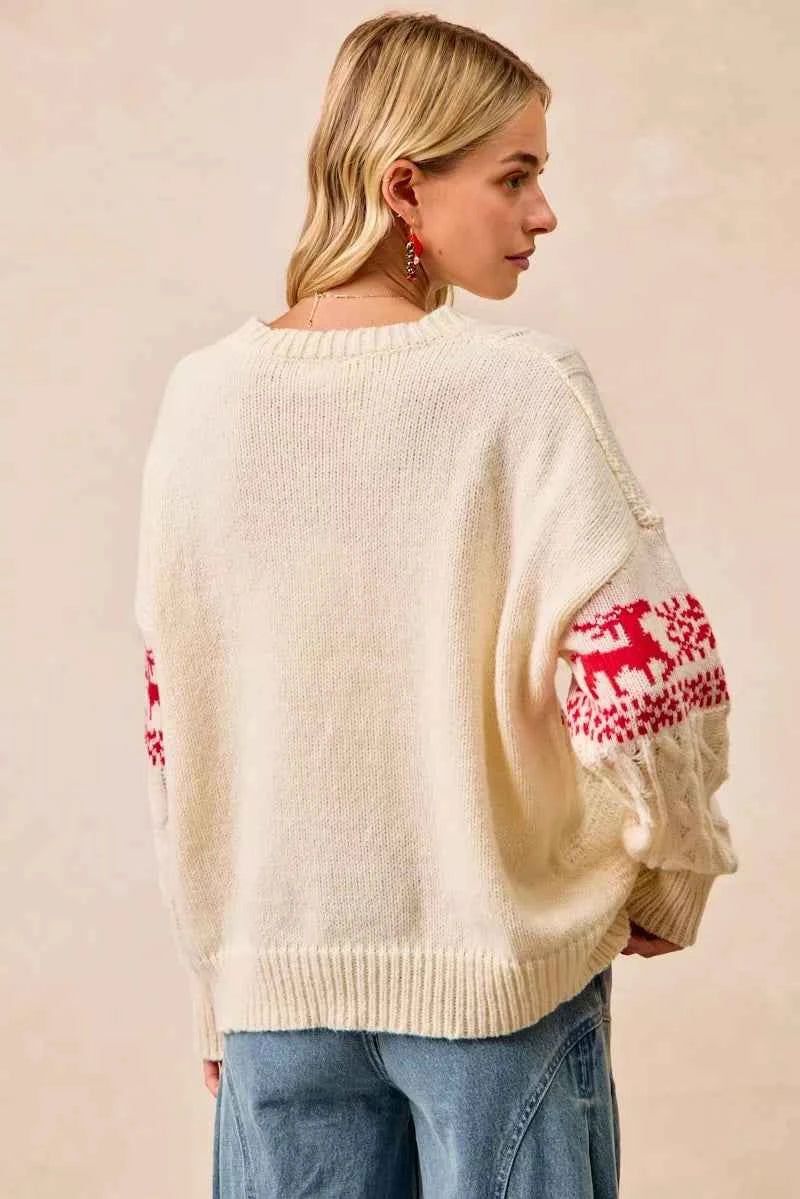 BiBi Christmas Theme Patterned Cable Knit Sweater cdf18604bac749f5af5008d60f640a51-Max-Origin