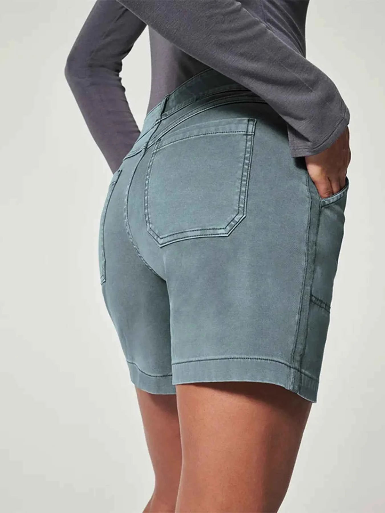 Full Size Vintage Washed Denim Shorts with Pockets Plus Size ce058ed30a954ba5b586420e79b4d32e-Max-Origin