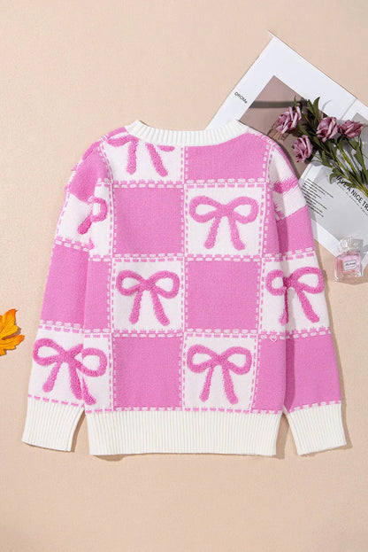 Bow Round Neck Long Sleeve Sweater