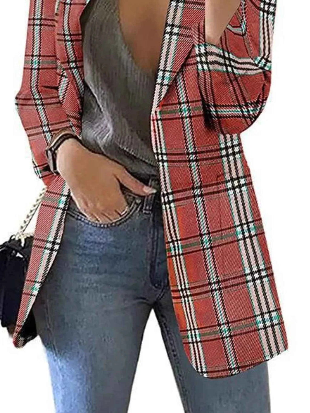 Plaid Lapel Collar Blazer ce114181-cd3c-4b6c-bec1-6da6f7bb2478-Max-Origin