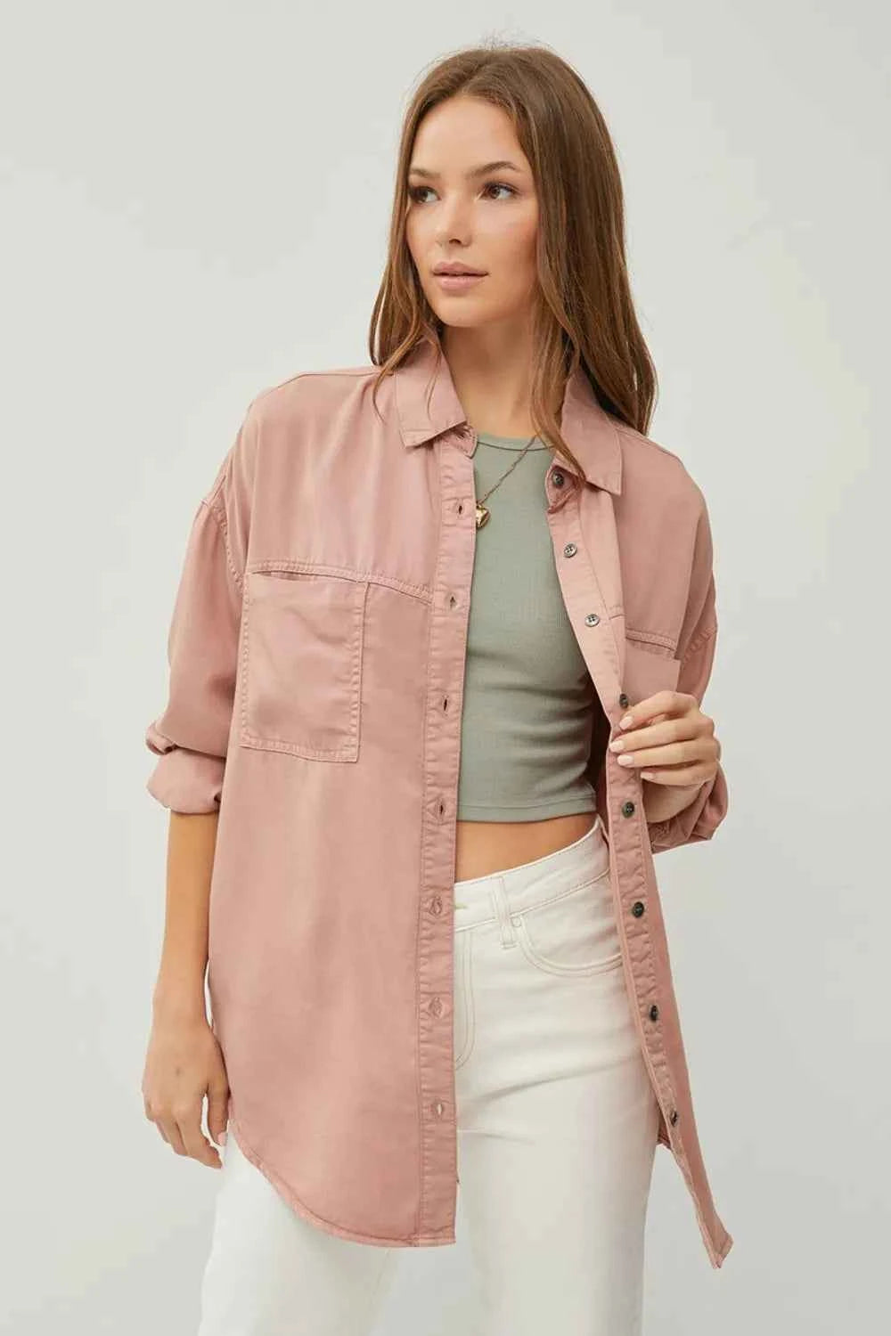 RISEN Full Size Button Up Long Sleeve Denim Shirt Mauve ce13b8ec-6c15-4ef1-99cb-ab50641d14d7-Max