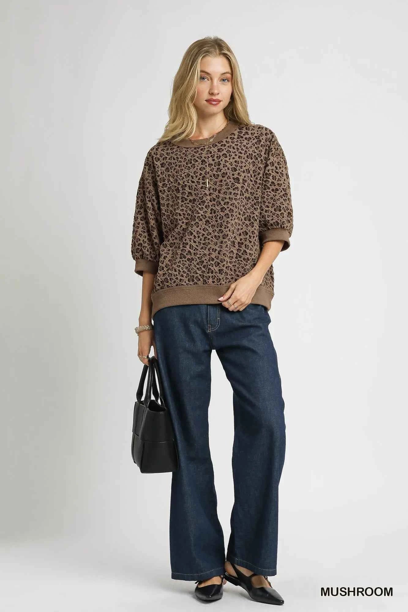 Umgee Oversized Leopard Round Neck Sweatshirt MUSHROOM ce1bca1b-f95d-4a7f-a4a9-ca6eecd99032-Max-Origin