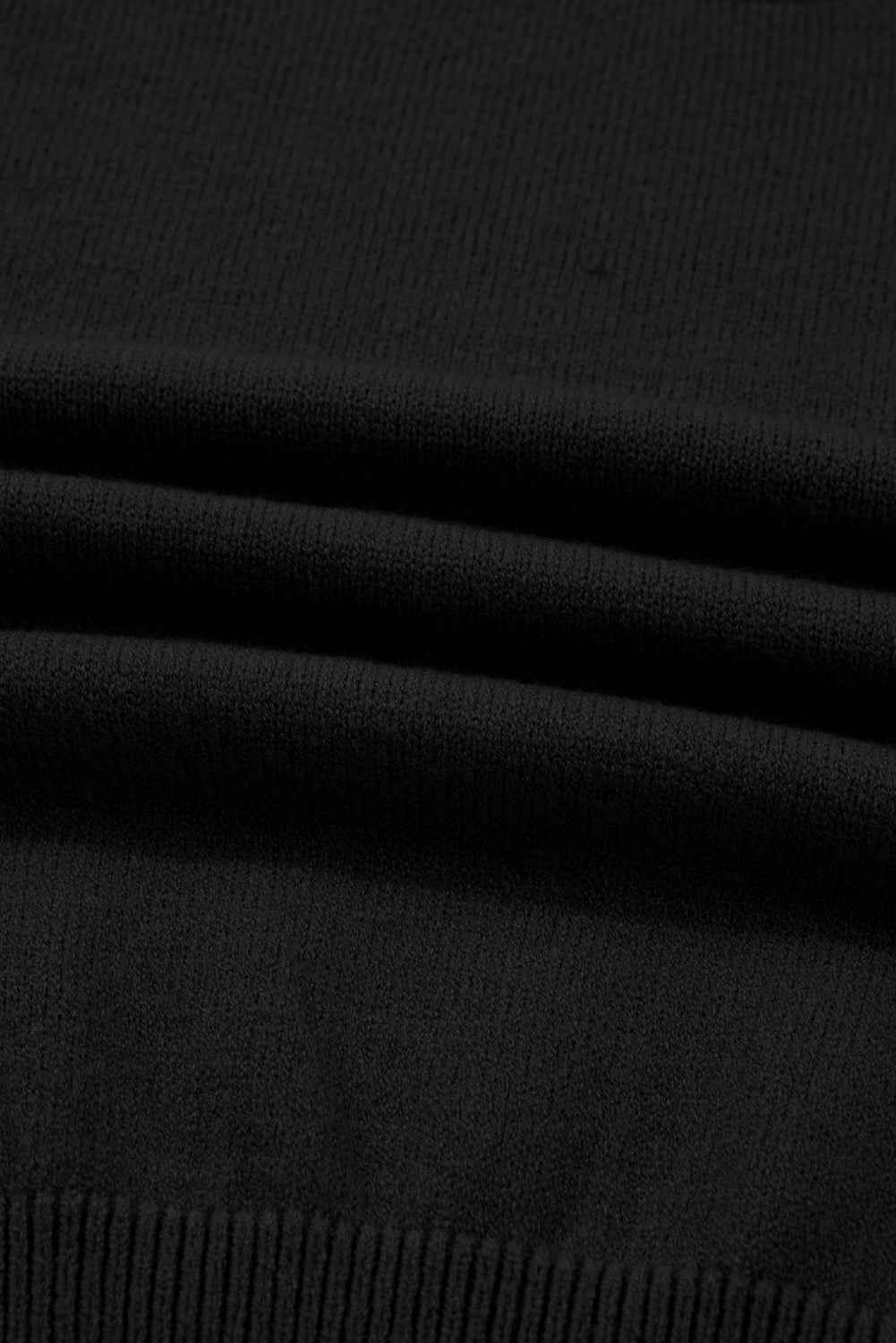 Black High Neck Puff Sleeve Sweater Pleated Mini Skirt 2pcs Knitted Outfit ce21630c00440519