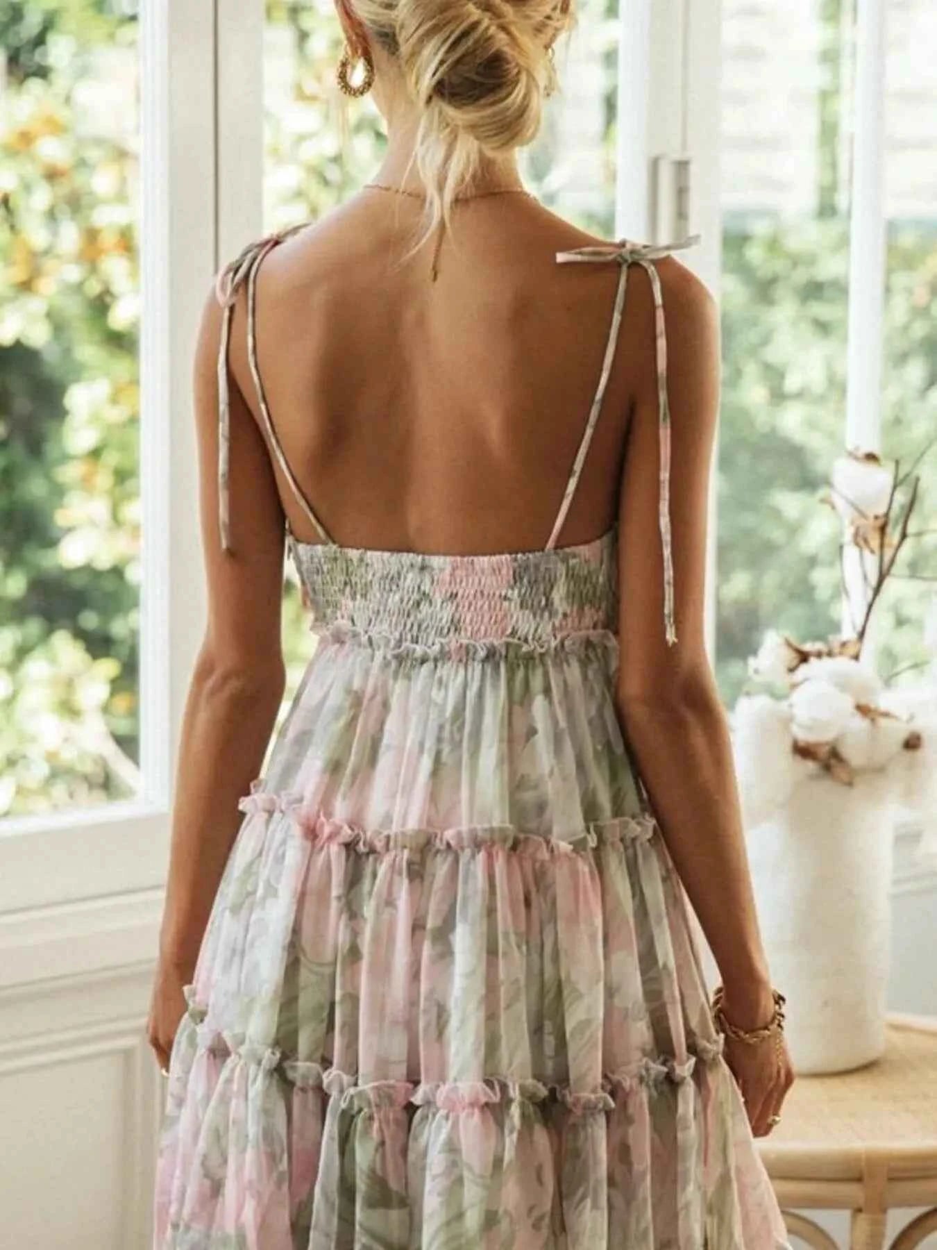 Printed Tie-Strap Tiered Mini Dress ce2244805316448b8c2e62cf2968d165-Max-Origin