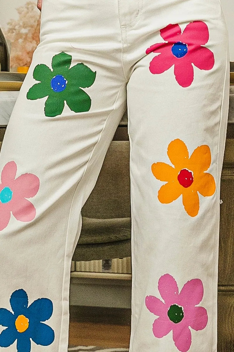 BiBi Flower Print Straight Legs Pants ce2d6604a96d4d0f819b9c7b3bf24862-Max-Origin
