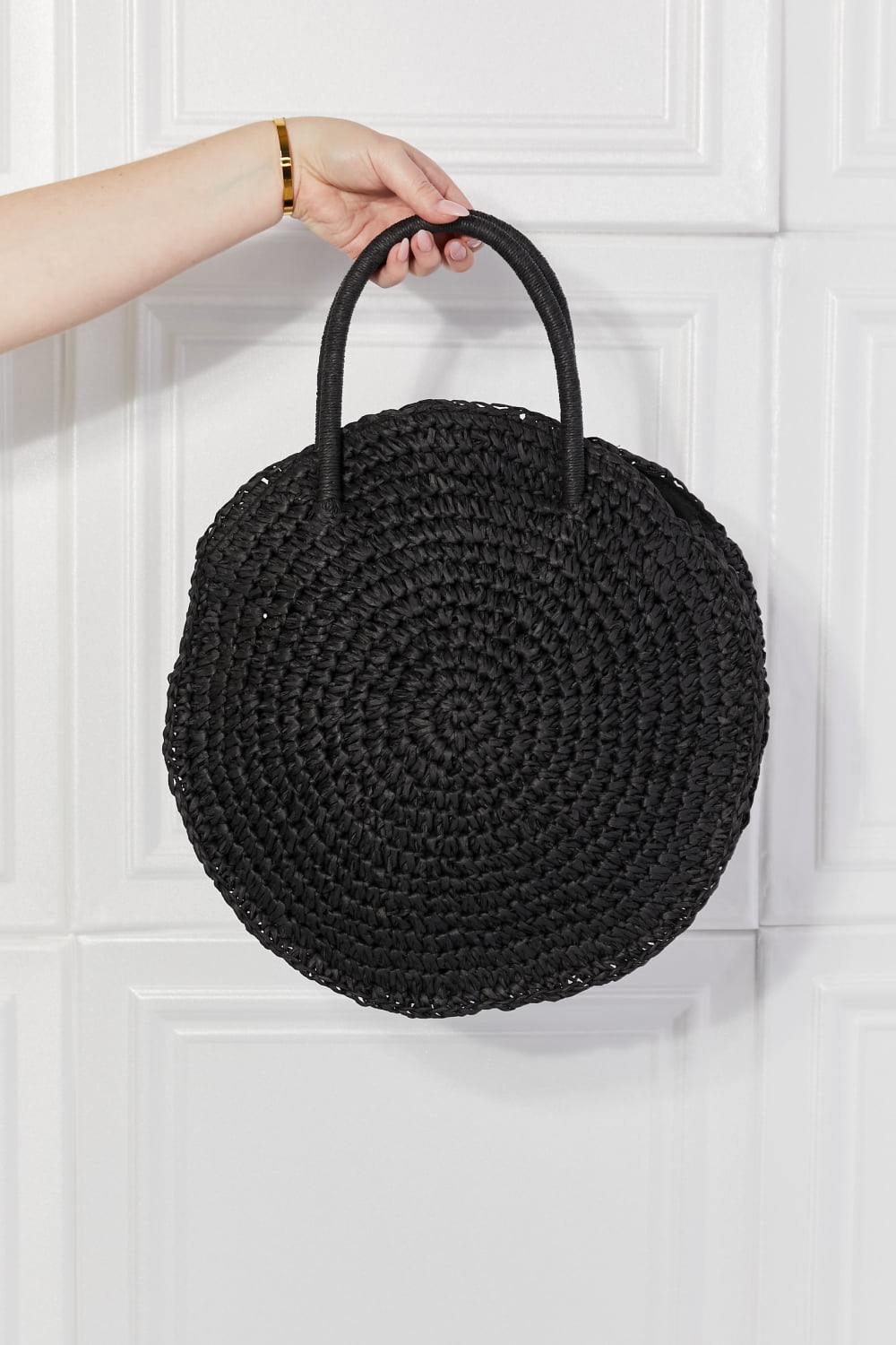 Justin Taylor Beach Date Straw Rattan Handbag in Black ce36b8cf79854b58b48f5876c4f6d42d-Max